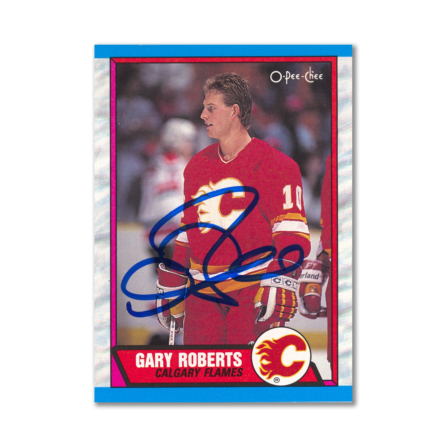 Autographed 1989-90 O-Pee-Chee #202 Gary Roberts Rookie Card