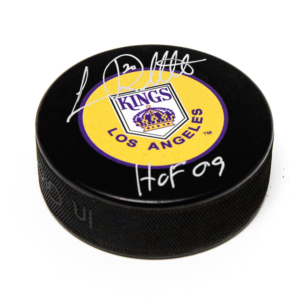 Luc Robitaille Los Angeles Kings Signed Rookie Hockey Puck with HOF Note