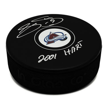 Joe Sakic Colorado Avalanche Signed 2001 Hart Note Puck