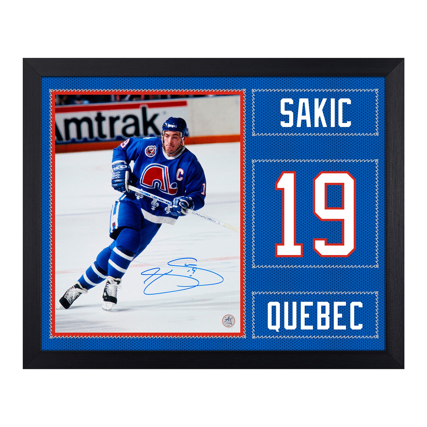 Joe Sakic Autographed Quebec Nordiques Uniform Graphic 19x23 Frame