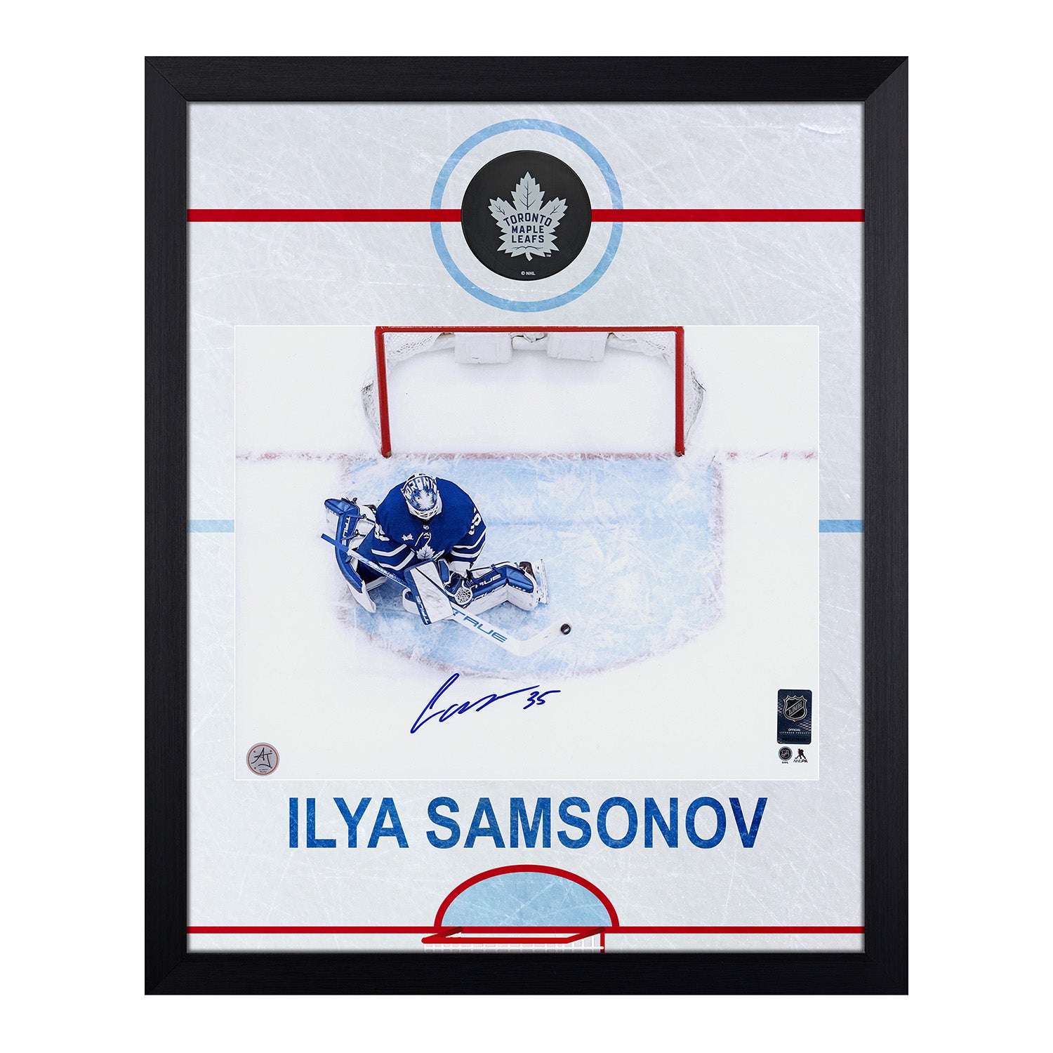 Ilya Samsonov Signed Toronto Maple Leafs Name Bar 19x23 Frame