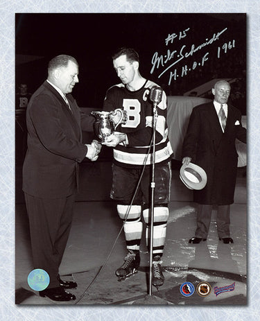 Milt Schmidt Boston Bruins Autographed Hart Trophy MVP 8x10 Photo