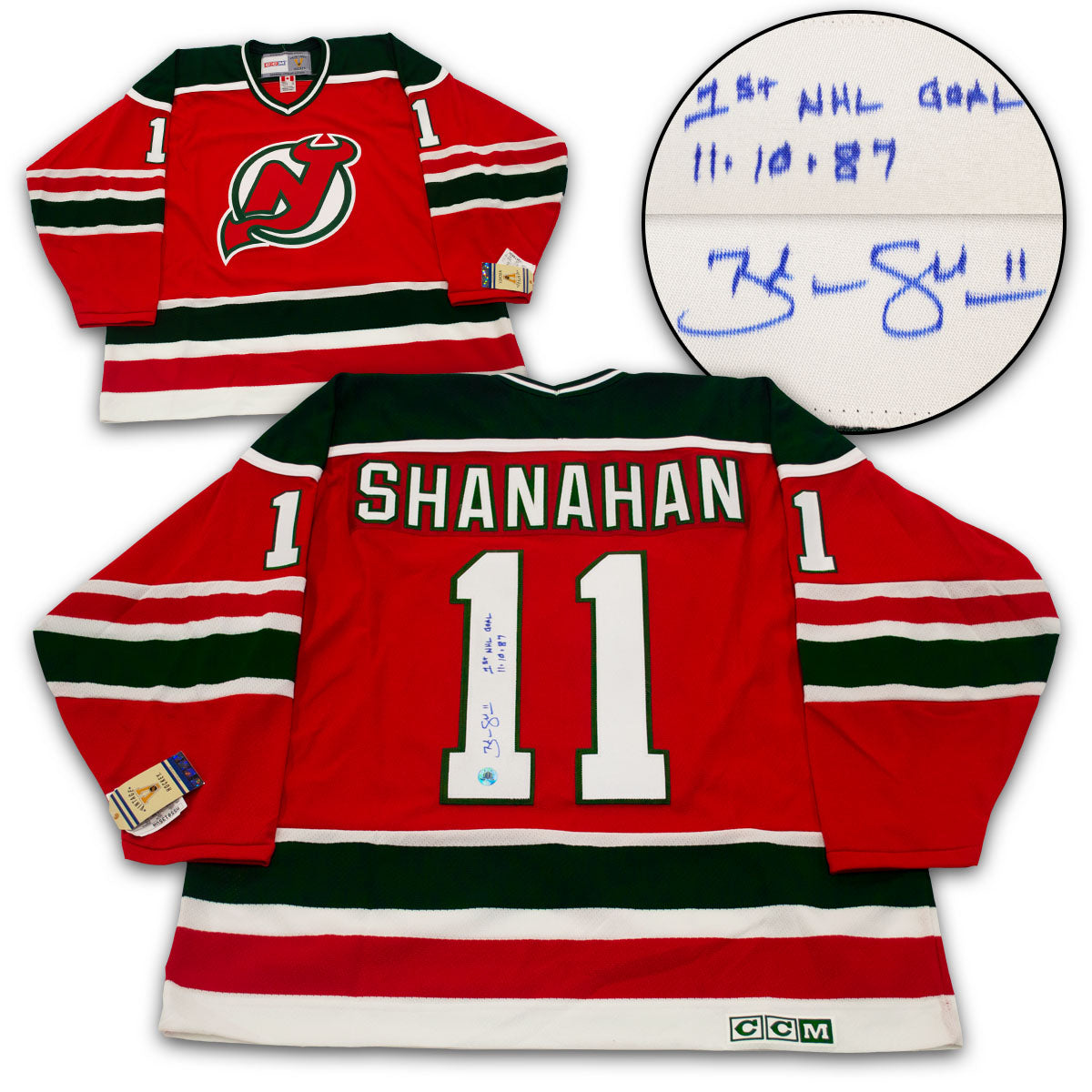 Brendan Shanahan New Jersey Devils Signed & Dated 1st Goal Vintage CCM Jersey