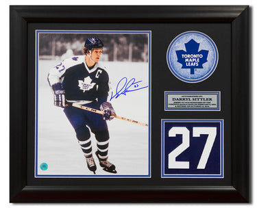 Darryl Sittler Toronto Maple Leafs Signed 20x24 Retired Number Frame