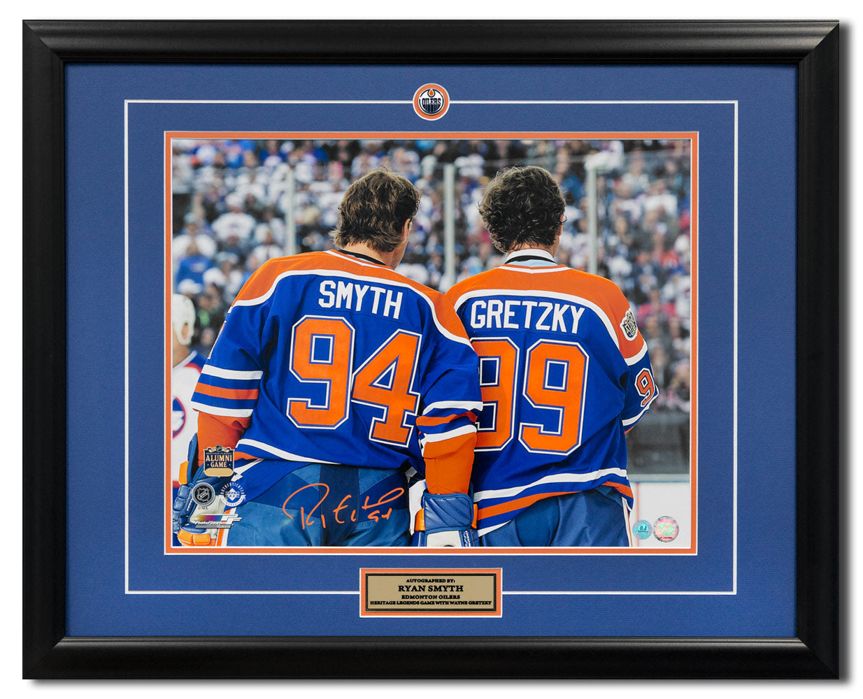 Ryan Smyth Edmonton Oilers Signed Heritage Legends Game Gretzky 26x32 Frame