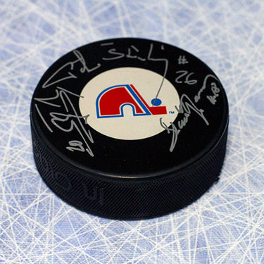 Stastny Brothers Peter Anton & Marian Triple Signed Quebec Nordiques Puck