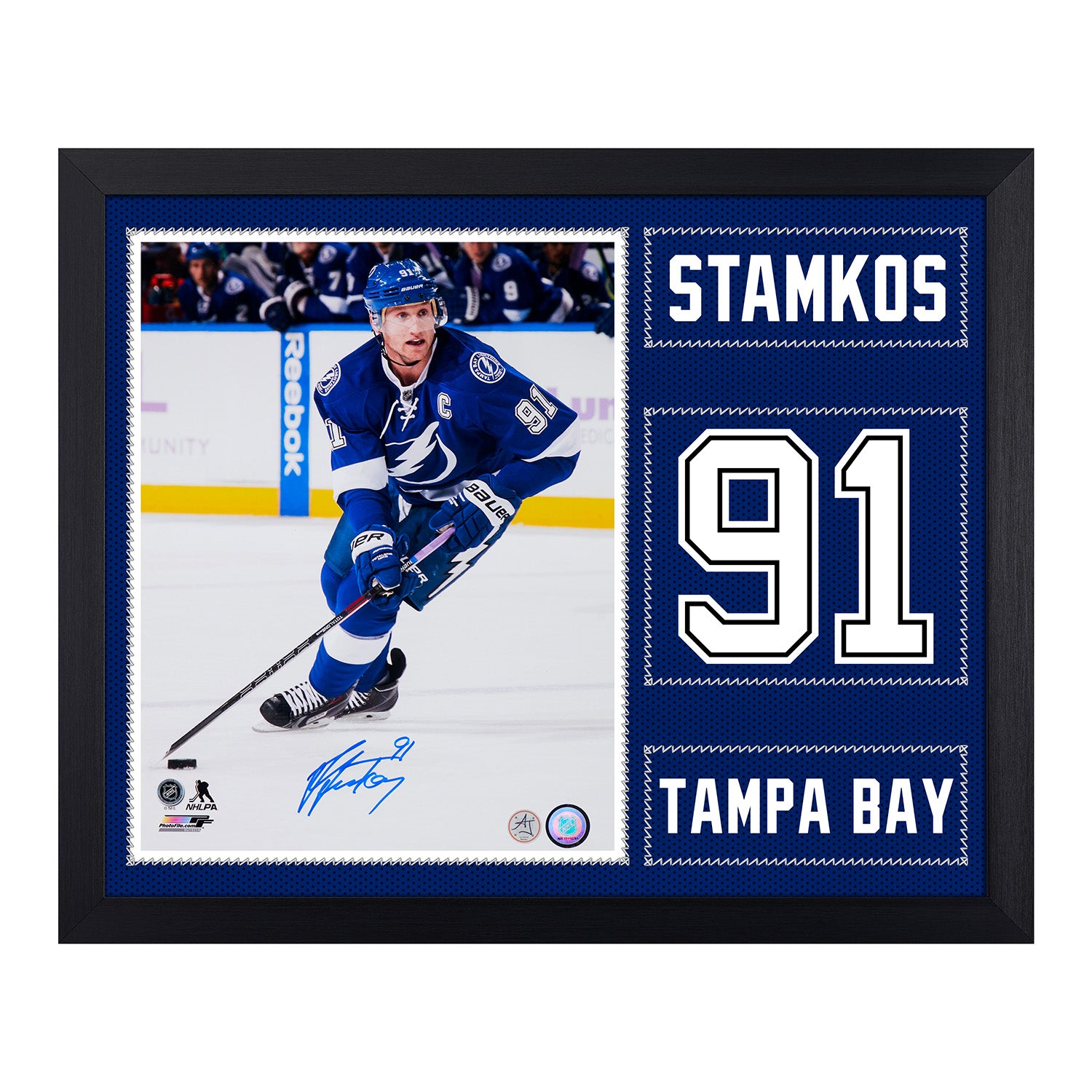 Steven Stamkos Autographed Tampa Bay Lightning Uniform Graphic 19x23 Frame
