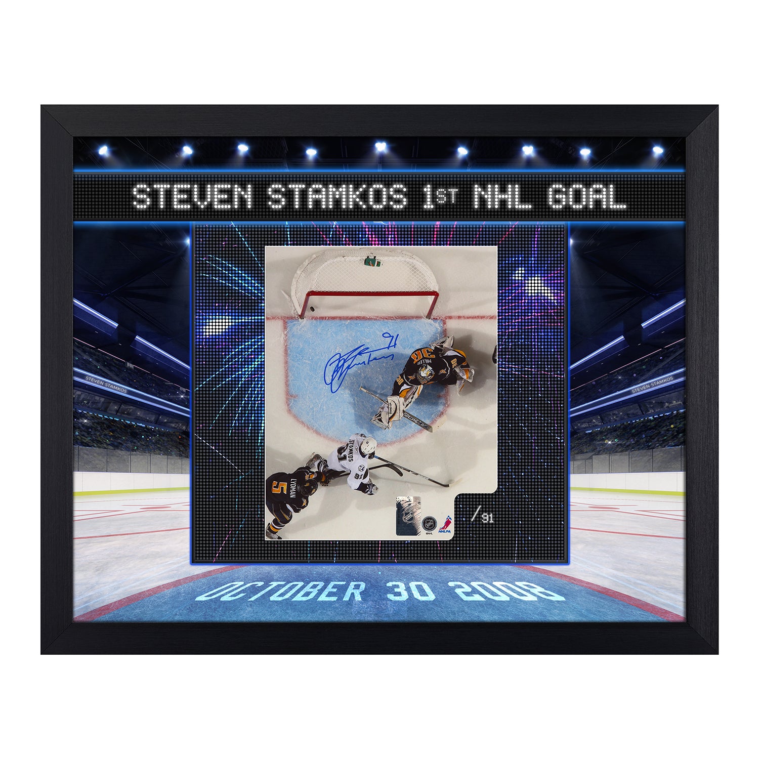 Steven Stamkos Signed Tampa Bay Lightning 1st Goal Graphic 19x23 Frame #/91