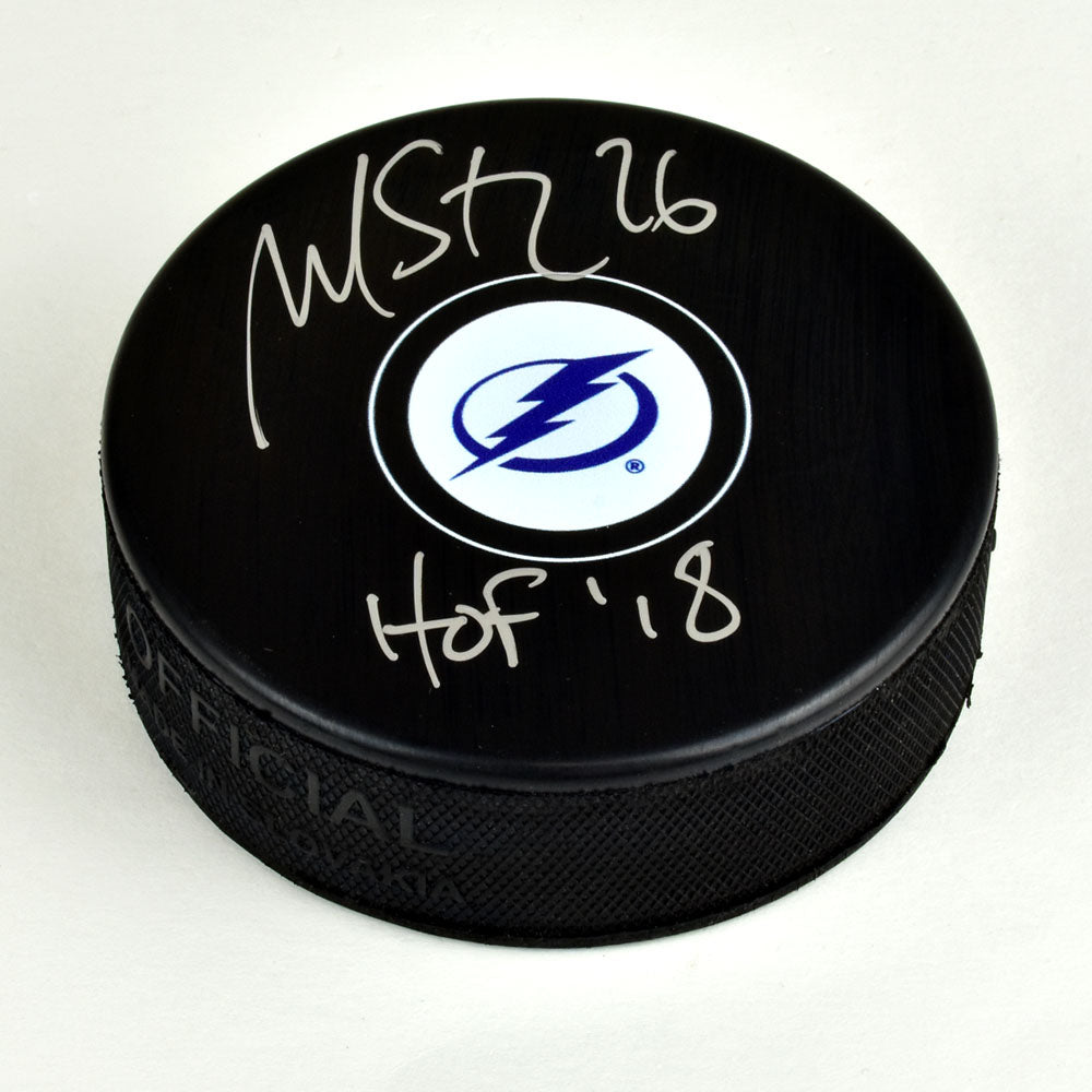 Martin St Louis Tampa Bay Lightning Autographed Hockey Puck with HOF Note