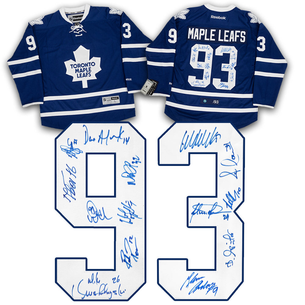 1993 Toronto Maple Leafs 14 Player Team Signed Semi-Finals Game 7 Jersey #/93