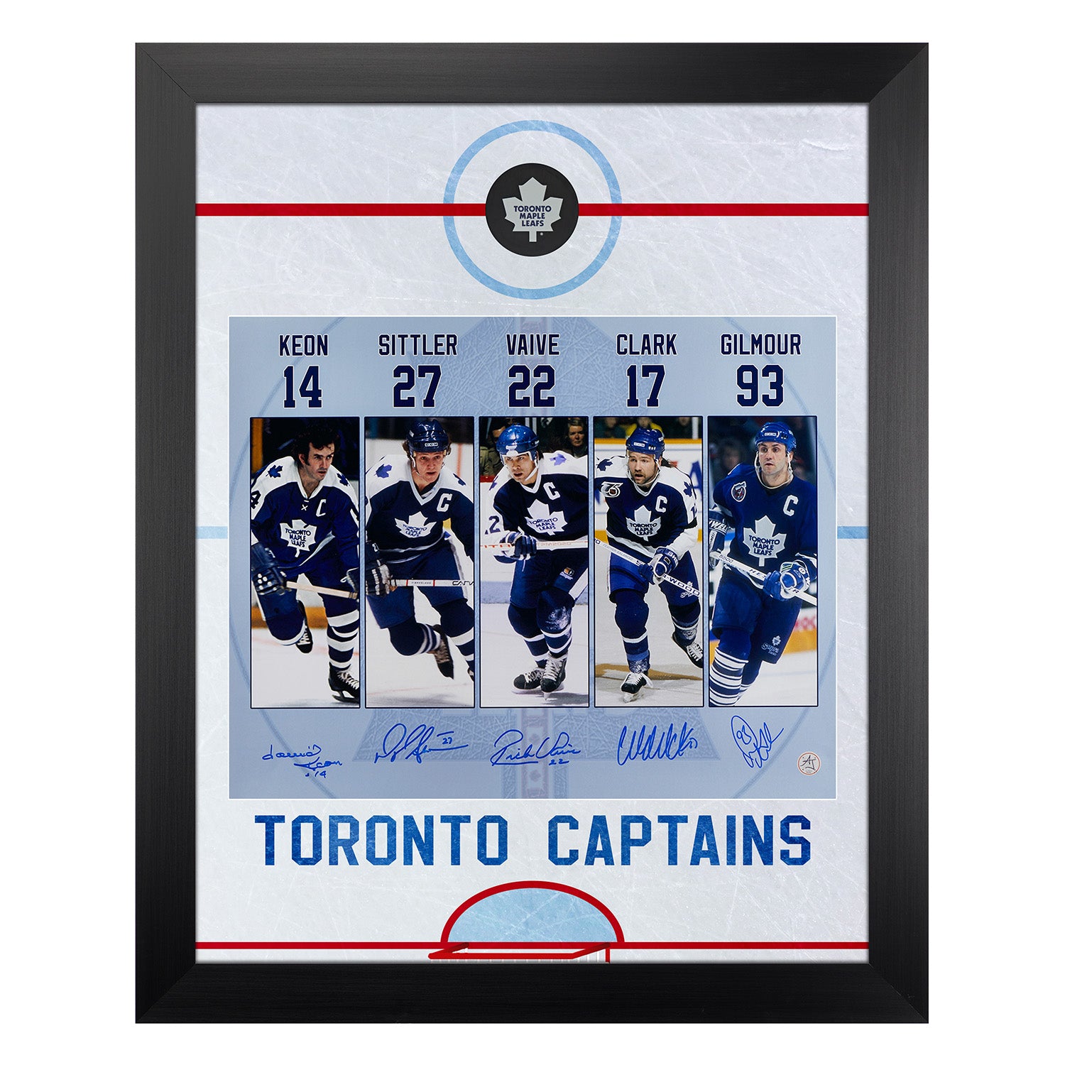 Toronto Maple Leafs Captains Signed Graphic Rink 26x32 Frame