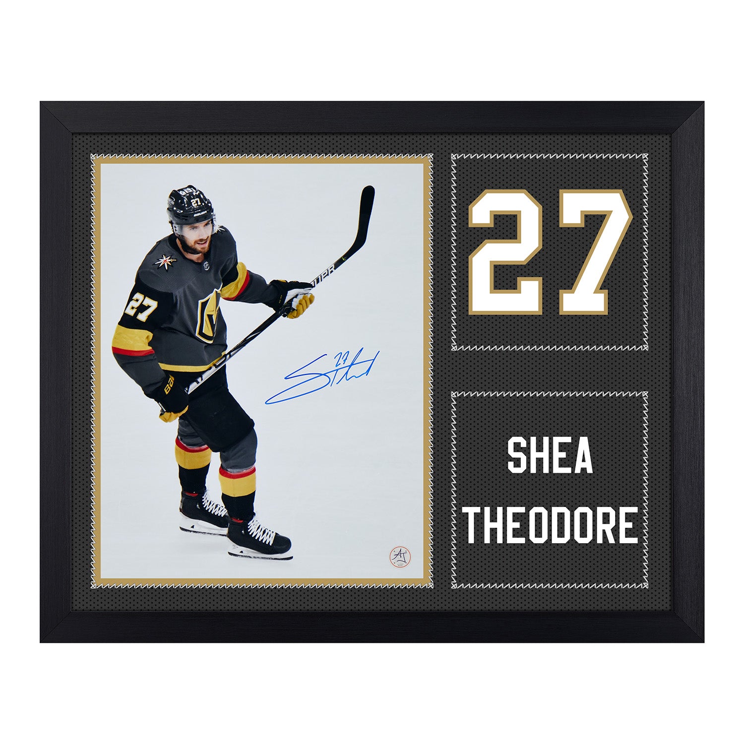 Shea Theodore Signed Vegas Golden Knights Uniform Graphic 19x23 Frame