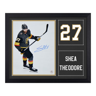 Shea Theodore Signed Vegas Golden Knights Uniform Graphic 19x23 Frame