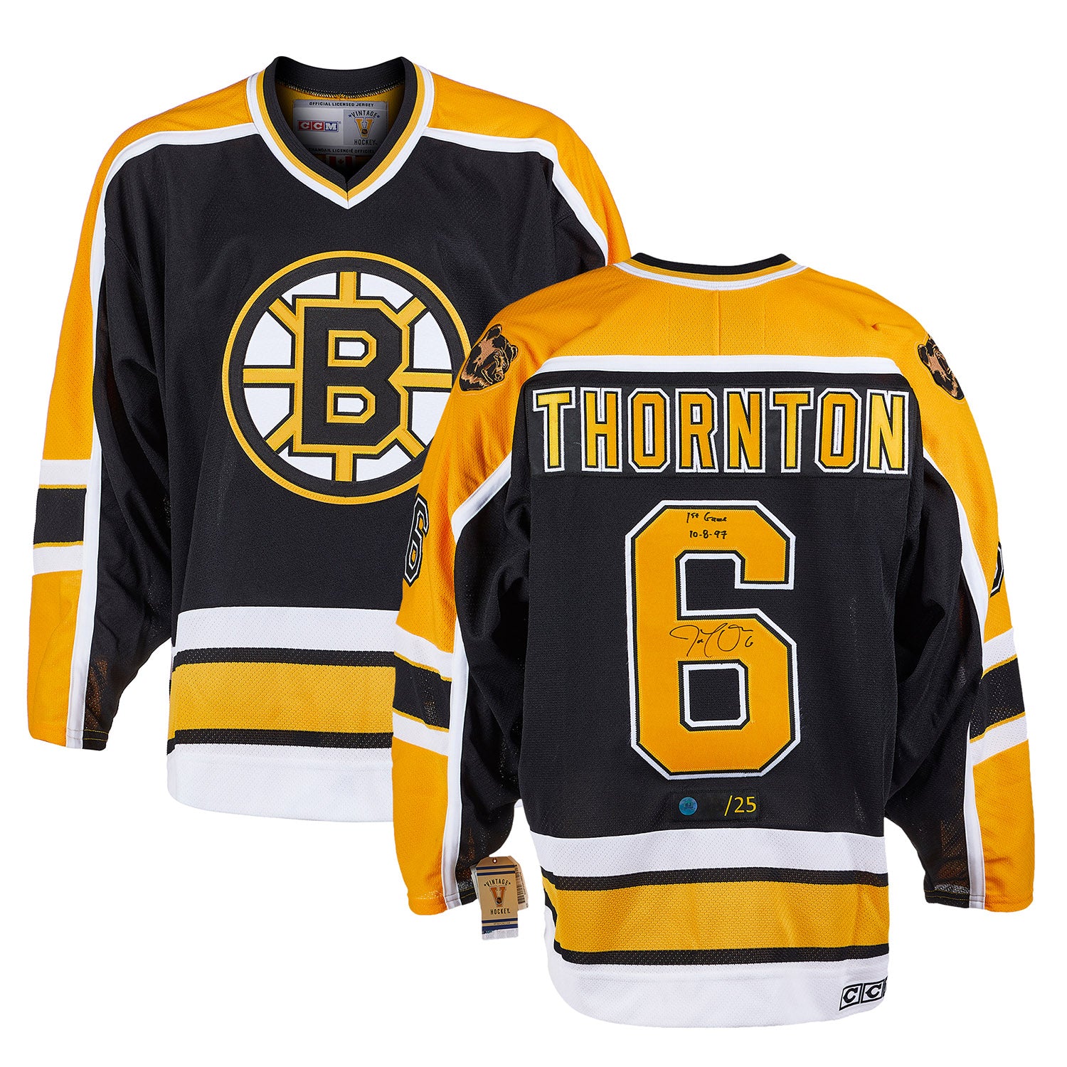 Joe Thornton Boston Bruins Signed & Dated 1st Game CCM Jersey #/25