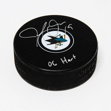 Joe Thornton San Jose Sharks Signed Hockey Puck with 06 Hart Inscription