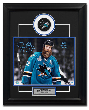 Joe Thornton San Jose Sharks Signed Cup Finals 20x24 Puck Frame /19