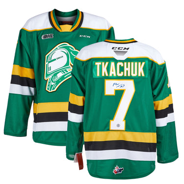 Matthew Tkachuk Signed London Knights Green CCM Jersey