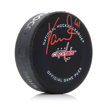 Vitek Vanecek Signed Washington Capitals Official Game Puck