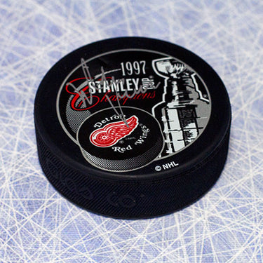 Mike Vernon Detroit Red Wings Autographed 1997 Stanley Cup Puck