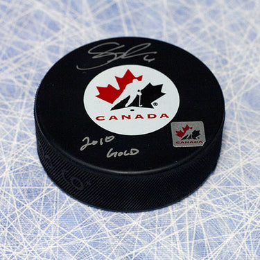 Shea Weber Team Canada Signed Olympic Hockey Puck with 2010 Gold Note