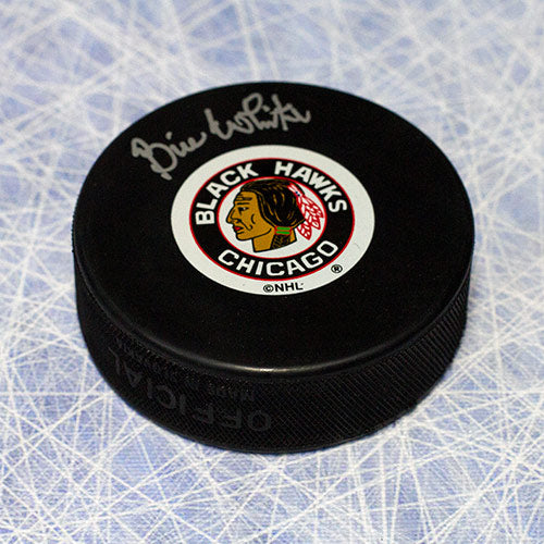 Bill White Chicago Blackhawks Autographed Original Six Logo Hockey Puck