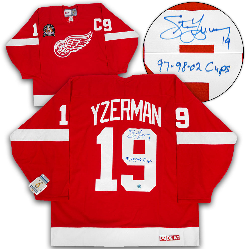Steve Yzerman Detroit Red Wings Signed & Noted Stanley Cup Vintage CCM Jersey