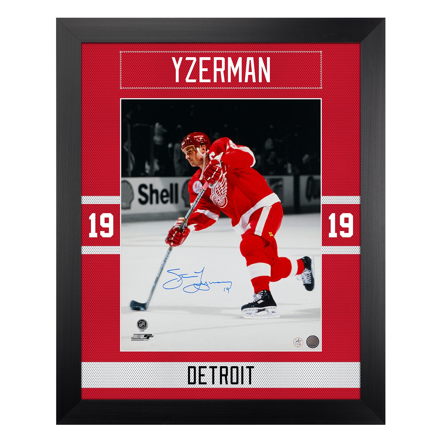 Steve Yzerman Signed Detroit Red Wings Uniform Graphic 26x32 Frame