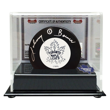 Johnny Bower Signed Toronto Maple Leafs Puck - Heritage Hockey™